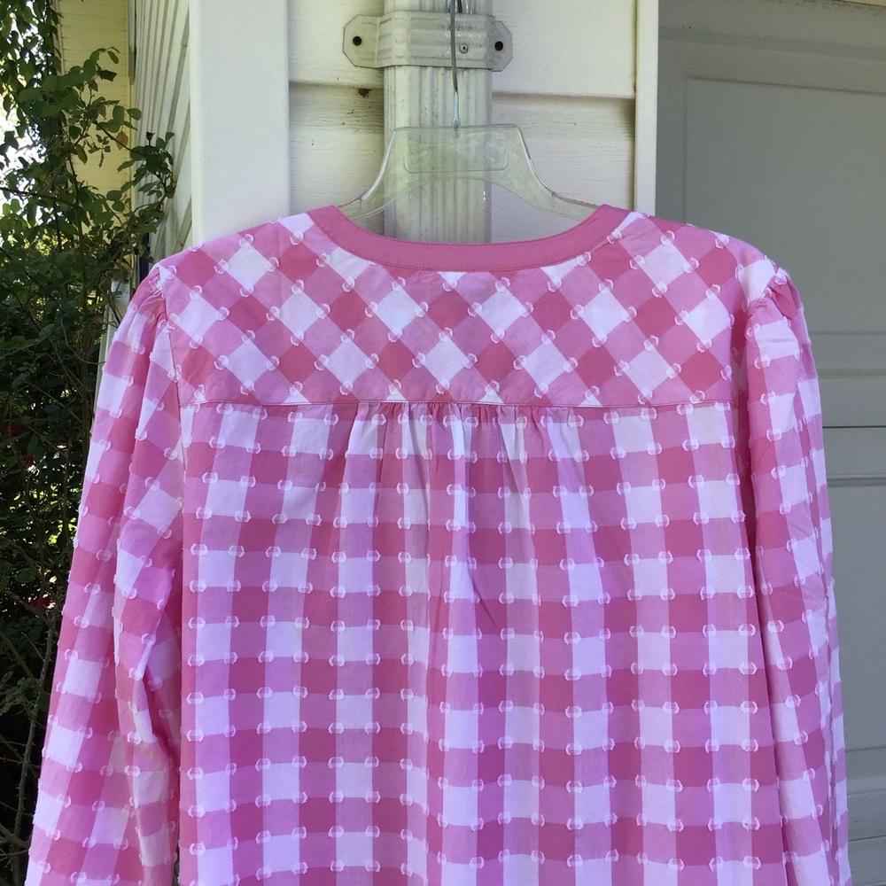 NWT Kim Rogers Pink & White Gingham Nubby Dot - Picture 4 of 7